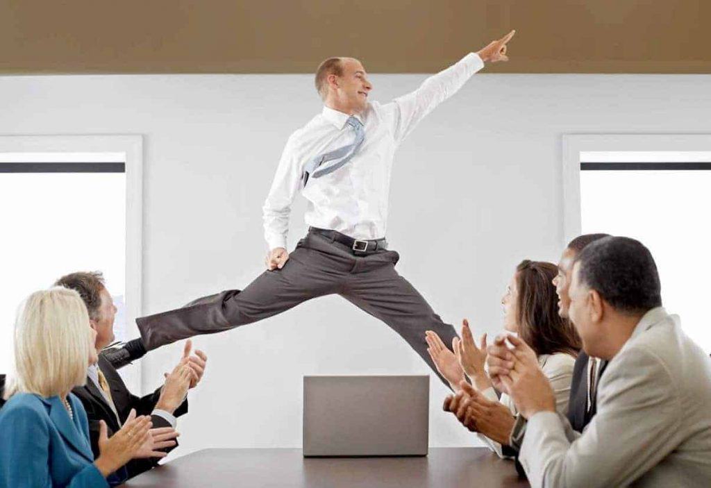 Happy man celebrating lifetime employment Happy man celebrating lifetime employment