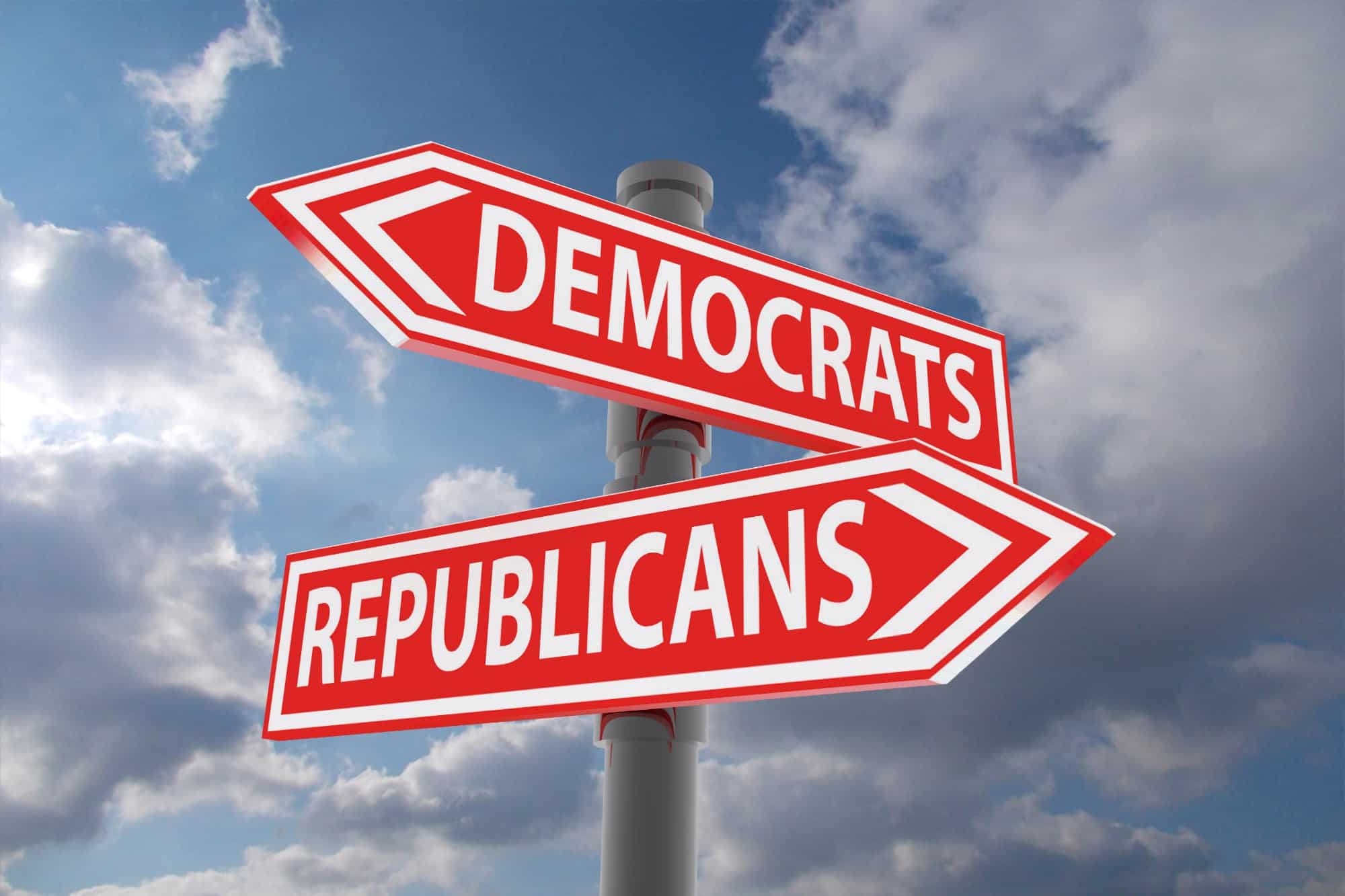 Divided Government - Democrats to left, Republicans to right
